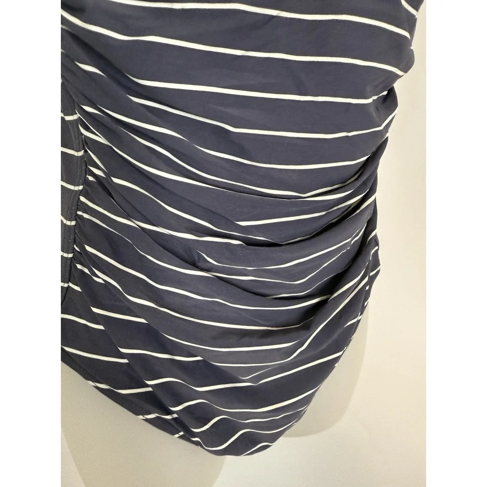 Bond Eye One‎ Piece Swimsuit Joanne Blue And White Stripes Slimming US 10 NWOT